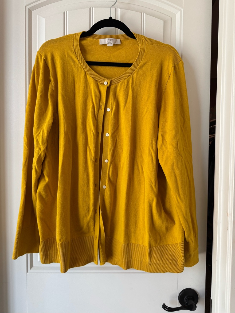 LOFT Mustard Yellow Button-Front Cardigan